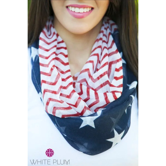 White Plum Star Spangled Chevron Infinity Scarf - Picture 1 of 7